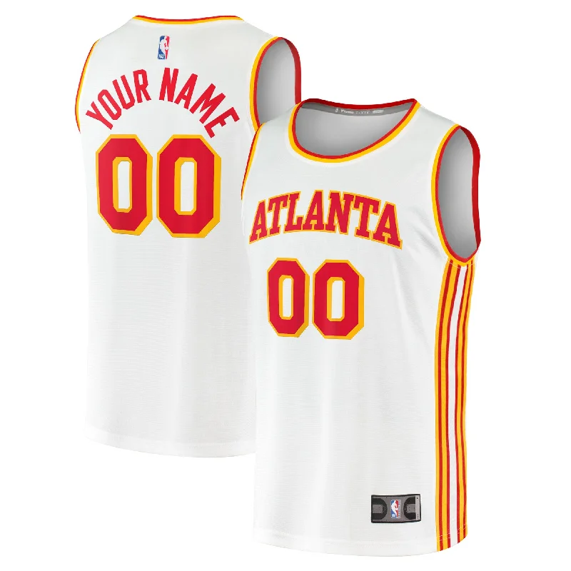 Custom Basketball Jersey For Promotional Gifts-Atlanta Hawks Branded Fast Break Custom Basketball Jersey - Association Edition - White